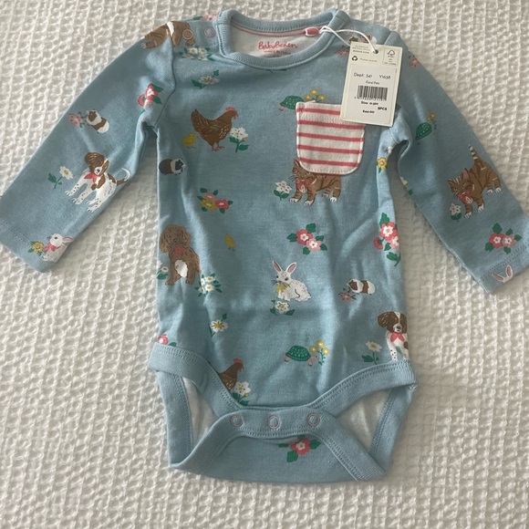 Boden baby NWT set top and pants 0-3 months baby girl in org pkg floral pets - Picture 12 of 12
